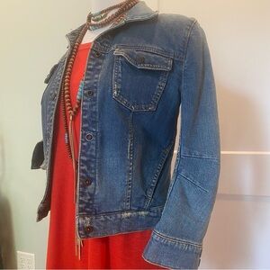 Genetic Denim Shrunken Cropped 3/4 Sleeves Snap 90s Jean Jacket - Size S